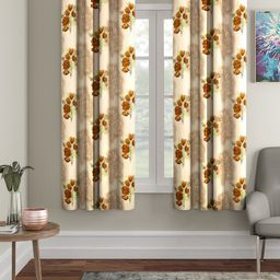 Cortina  Beige & Brown Set of 2 Printed Window Curtains-47