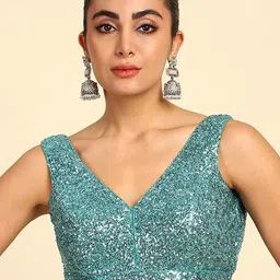 Soch Sequinned Padded Saree Blouse-image-21