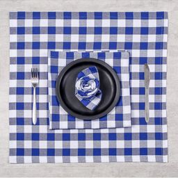 SHADES of LIFE Set Of 6 Blue & White Checked Pure Cotton Table Napkins-22