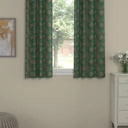 ROSARA HOME Green & Brown Set of 2 Window Curtains-14