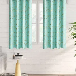 Home Centre Blue & Gold-Toned 2 Pieces Abstract Printed Cotton Window Curtain-image-65