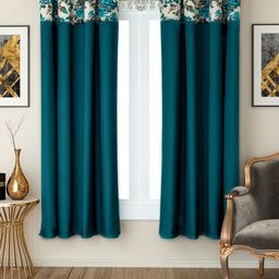 SWAYAM Turquoise Blue Set of 2 Window Curtains-picture-6