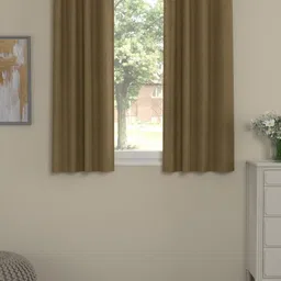 Myntra Elegant Homes Camel Brown Set of 2 Window Curtain image 1