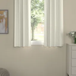 Myntra Elegant Homes Off White & Beige Set of 2 Geometric Window Curtain-12