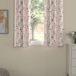 Myntra Elegant Homes Pink & White Set of 2 Quirky Window Curtain image 1
