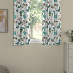 Myntra Elegant Homes Teal & White Set of 2 Quirky Window Curtain image 1