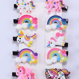 OOMPH Girls Set Of 10 Embellished Alligator Pins-16