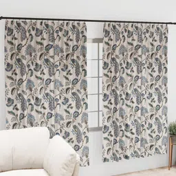 EasyGoods Anokhi White & Blue Floral Black Out Long Door Curtain-picture-25