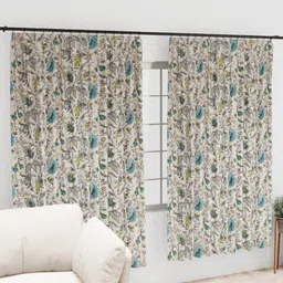 EasyGoods Anokhi Beige & Grey 2 Pcs Floral Cotton Black Out Long Door Curtains-13