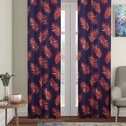 Cortina Navy Blue & Orange Set of 2 Door Curtains-12