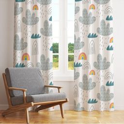 STYBUZZ White & Grey Set of 2 Room Darkening Door Curtain-18