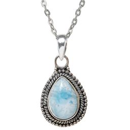 Exotic India Silver-Plated Teardrop Shaped Pendants with Chains-image-61