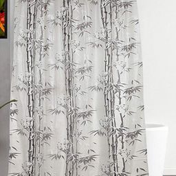 Kuber Industries Transparent & Grey Bamboo Printed Waterproof Shower Curtain-image-16
