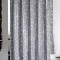 HomeCloud Grey & White Printed Waterproof Shower Curtain-image-52