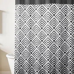 HomeCloud Grey & White Geometric Printed Waterproof Shower Curtain-12
