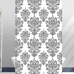 HomeCloud White & Grey Printed Waterproof Shower Curtain-image-81