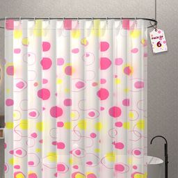 Kuber Industries 6-Pcs Pink & Yellow Printed Shower Curtains-image-74