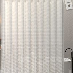 Kuber Industries 4-Pcs White Printed Shower Curtains-13
