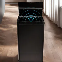 UMAI Black Stainless Steel Automatic Smart Sensor Open Dustbin With Lid 42 L image 2