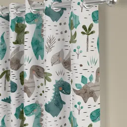 Myntra Elegant Homes Teal & White Set of 2 Quirky Window Curtain image 3