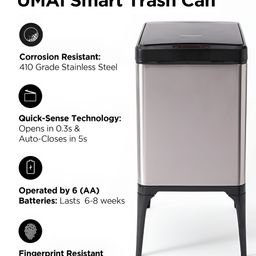 UMAI Stainless Steel Automatic Smart Sensor Open Dustbin With Lid 22 L image 3