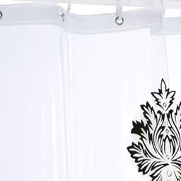 Kuber Industries Transparent & Black Printed Shower Curtain With Hooks image 2