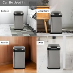 UMAI Silver Toned & Black Smart Touch Sensor Automatic Open Dustbin 16 L image 4