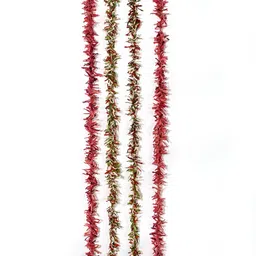 Contrast Living Red & Green 4 Pieces Textured Pure Cotton Hanging Tinsels Festive Decor-picture-9