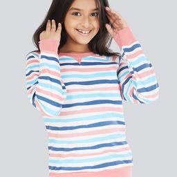 Olele Girls Multicoloured Striped Sweatshirt-99