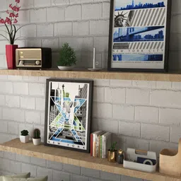 Art Street Blue & Green Set Of 2 Statue Of Liberty Printed Framed Wall Art-17