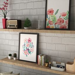 Art Street White and Red Set Of 2 Floral Paintings Wall Art-35