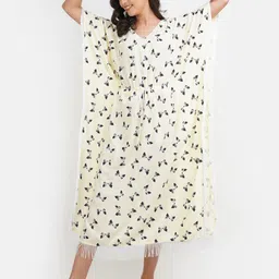 KOI SLEEPWEAR Women Lemon Yellow  Bow-Print Kaftan Nightdress-image-24
