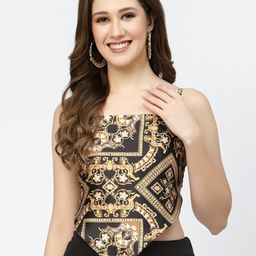 Popwings Graphic Printed Satin Crop Top-image-31
