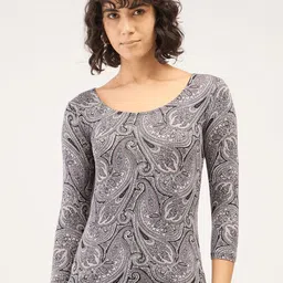 SALT ATTIRE Round The Clock Ethnic Paisley Printed Round Neck Top-image-3