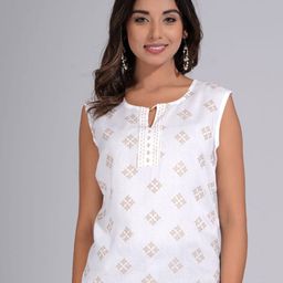BAESD Floral Printed Keyhole Neck Top-image-30