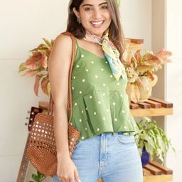 NANGALIA RUCHIRA Women Green Printed Peplum Top-image-58