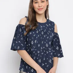 Mayra Round Neck Cold-Shoulder Sleeves Floral Printed Top-picture-16