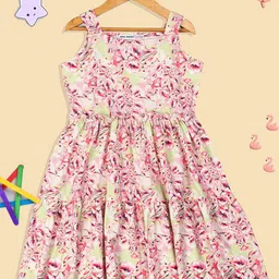 PAMPOLINA Girls Floral Printed Fit and Flare Cotton Dress-picture-24