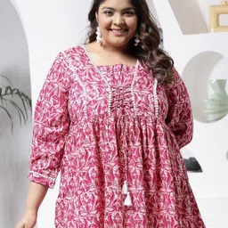 Little More By Stylum Plus Size Floral Printed A-Line Top-picture-11