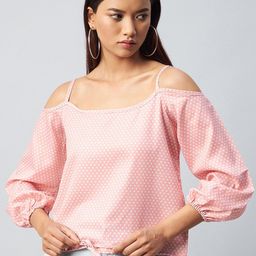 CHIMPAAANZEE Peach-Coloured Print Top-image-70