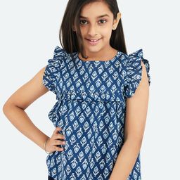 Olele Blue Geometric Print Top-image-73