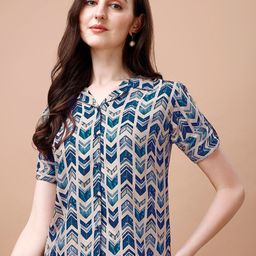 Kinjo Geometric Printed Shirt Style Top-image-69