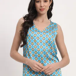angloindu Geometric Printed V-Neck Sleeveless Top-picture-17