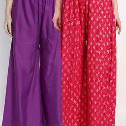 GRACIT Women Purple & Red Printed Palazzos-picture-5