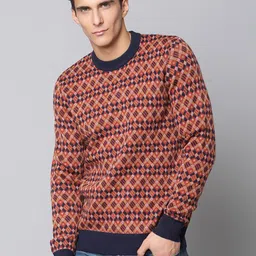 BEN SHERMAN Men Rust & White Printed Pullover-picture-12