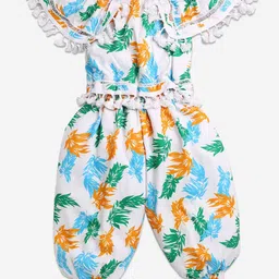Toonyport Girls Blue & Yellow Printed Basic Jumpsuit-image-6