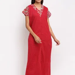 Secret Wish Red Printed Maxi Nightdress-image-88