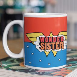 Oye Happy Women Blue & White Printed Wonder Sister Mug-16