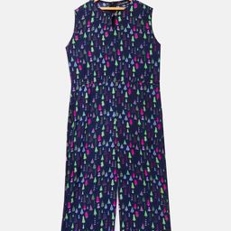 Uptownie Lite Girls Navy Blue & Pink Printed Keyhole Culotte Jumpsuit-image-62