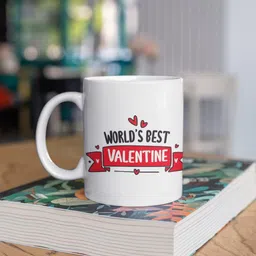 Oye Happy White & Red Worlds Best Valentine Printed Ceramic Glossy Mug-24